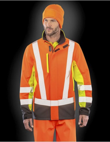 RES-R506X-Recycled 3-Layer Printable 3-Tone Safety Softshell Jacket